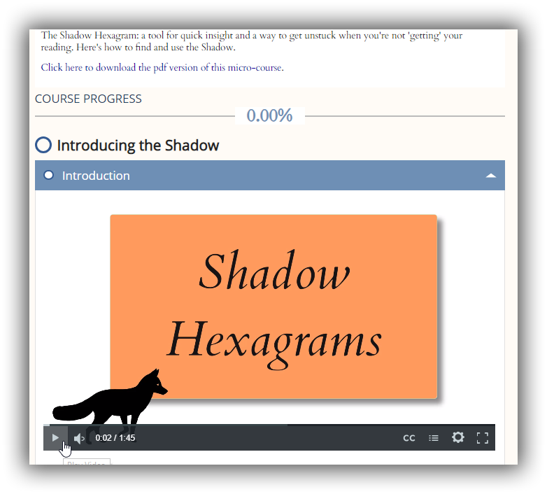 Shadow hexagrams mini-course