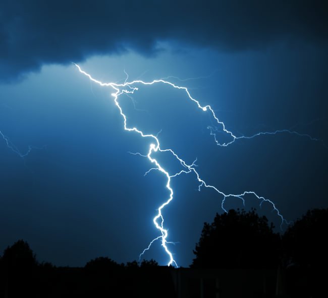 Lightning strike at night