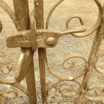close-up of old gate latch
