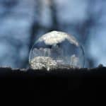 frozen bubble with ice crystals