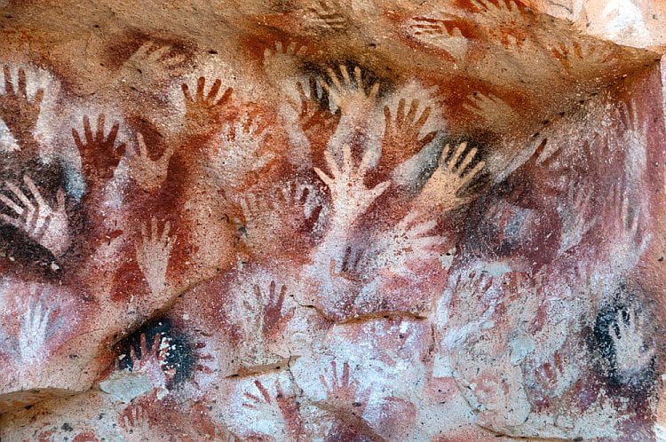 handprints on cave wall