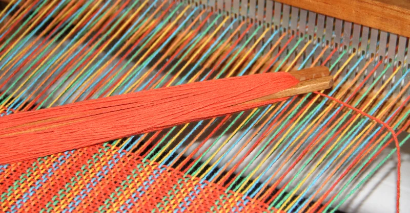 warp threads on a loom