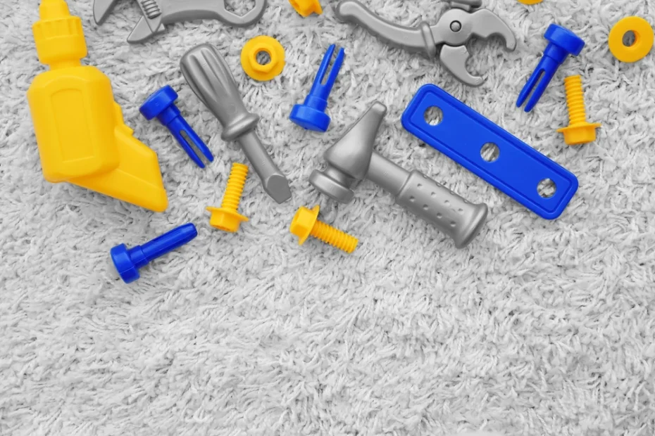 construction toys on soft carpet