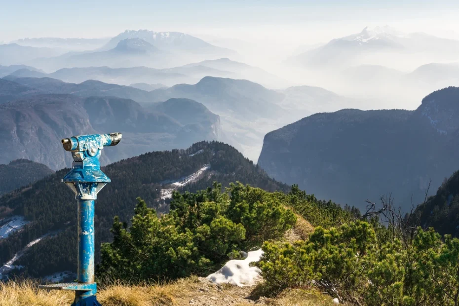 telescope and panoramic mountain view