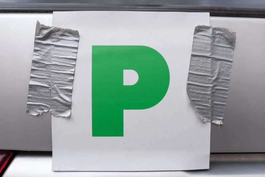 P plate on the back of a car