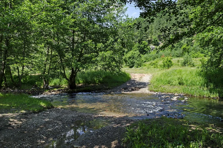 road fording a river
