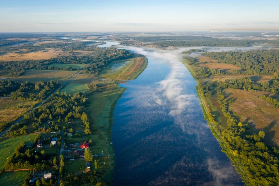 river flows into the distance