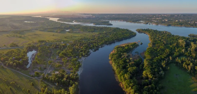 aerial shot of river